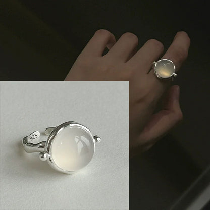 Simulated Moonstone Ring, Adjustable, 925 Sterling Silver, photo 7