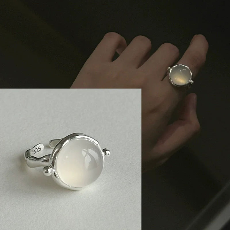 Simulated Moonstone Ring, Adjustable, 925 Sterling Silver, photo 7