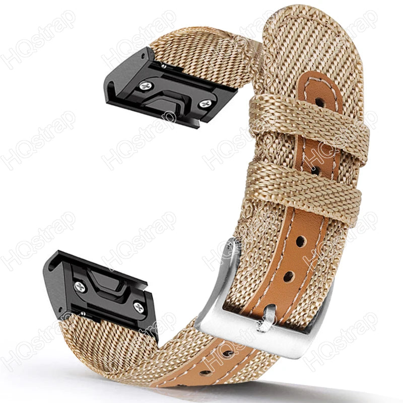 Garmin Sport Nylon Strap featuring a breathable design, perfect for smartwatch replacement and comfortable wear.