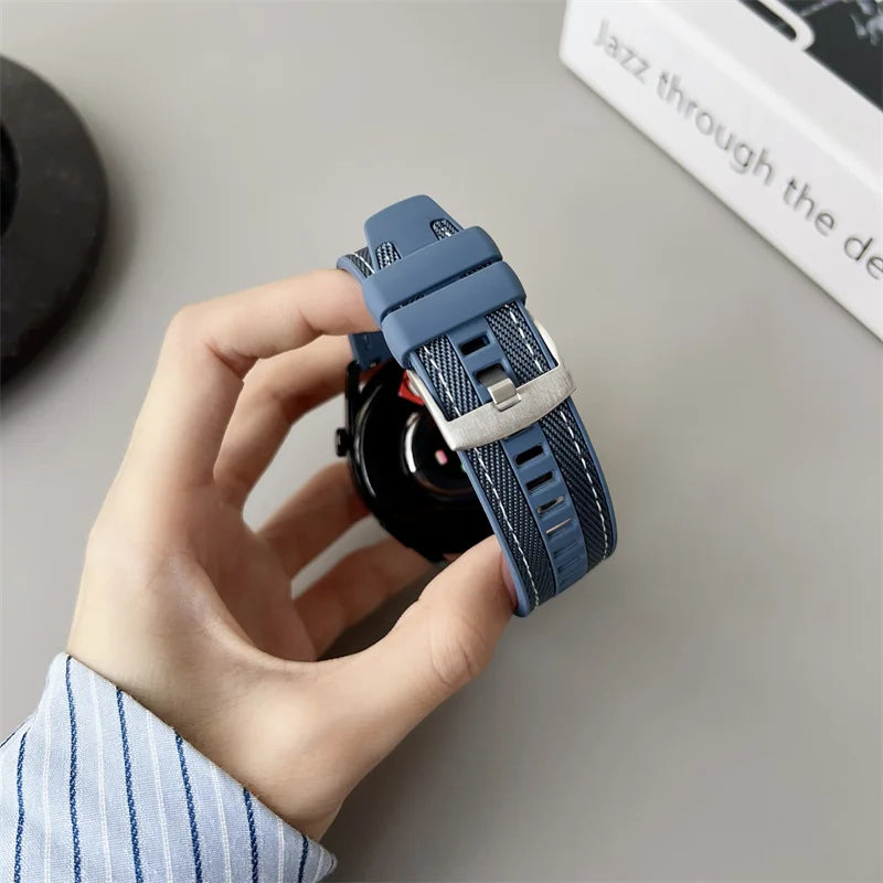 Textured Silicone Band for Motorola Moto — Blue strap buckle close-up