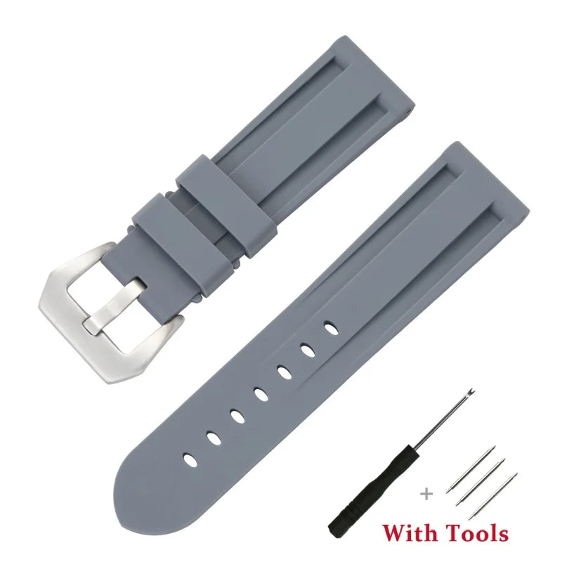 OnePlus Smartwatch Bands Silicone Sport Watch Strap Waterproof Bracelet in grey with tools for easy installation.