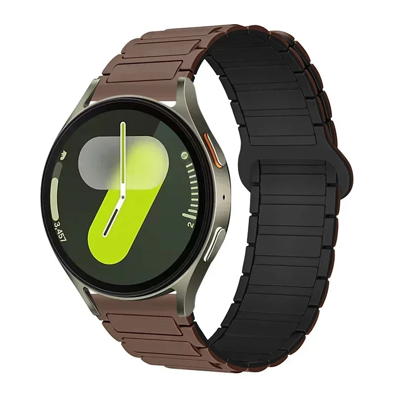 OnePlus Smartwatch Sport Magnetic Silicone Watch Band Strap on a smartwatch with a green display.