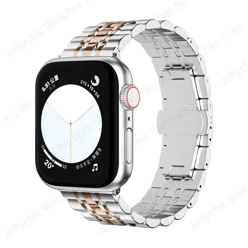Multi-Row Stainless Steel Apple Watch Bracelet Band in Silver / Rose Gold - Band Only