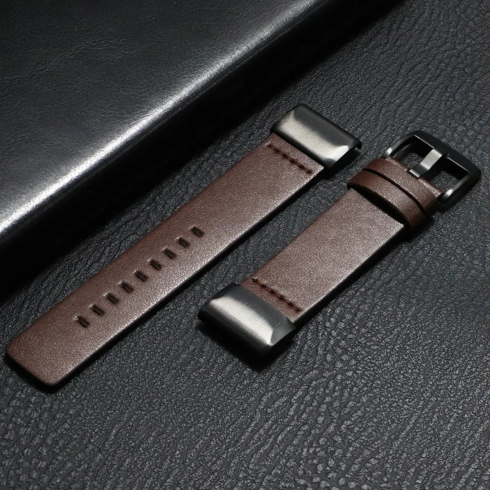 Garmin QuickFit Classic Leather Pin-Buckle Band in Dark Brown / Black