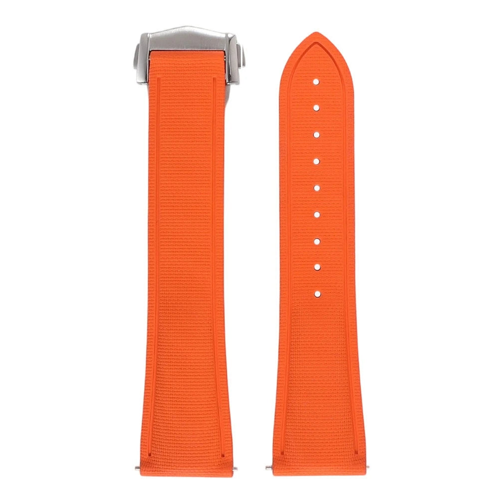 Garmin Sailcloth-Texture FKM Rubber Band in Orange with Silver Clasp
