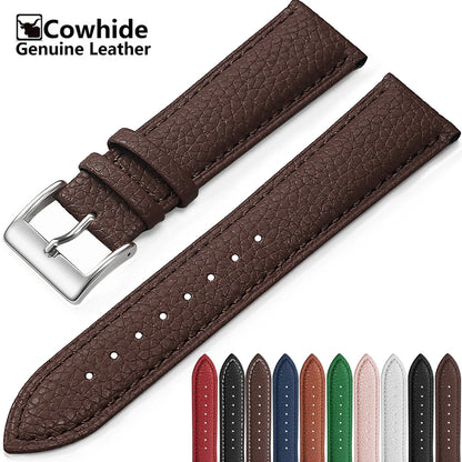 Grained Leather Band in dark brown with color dots