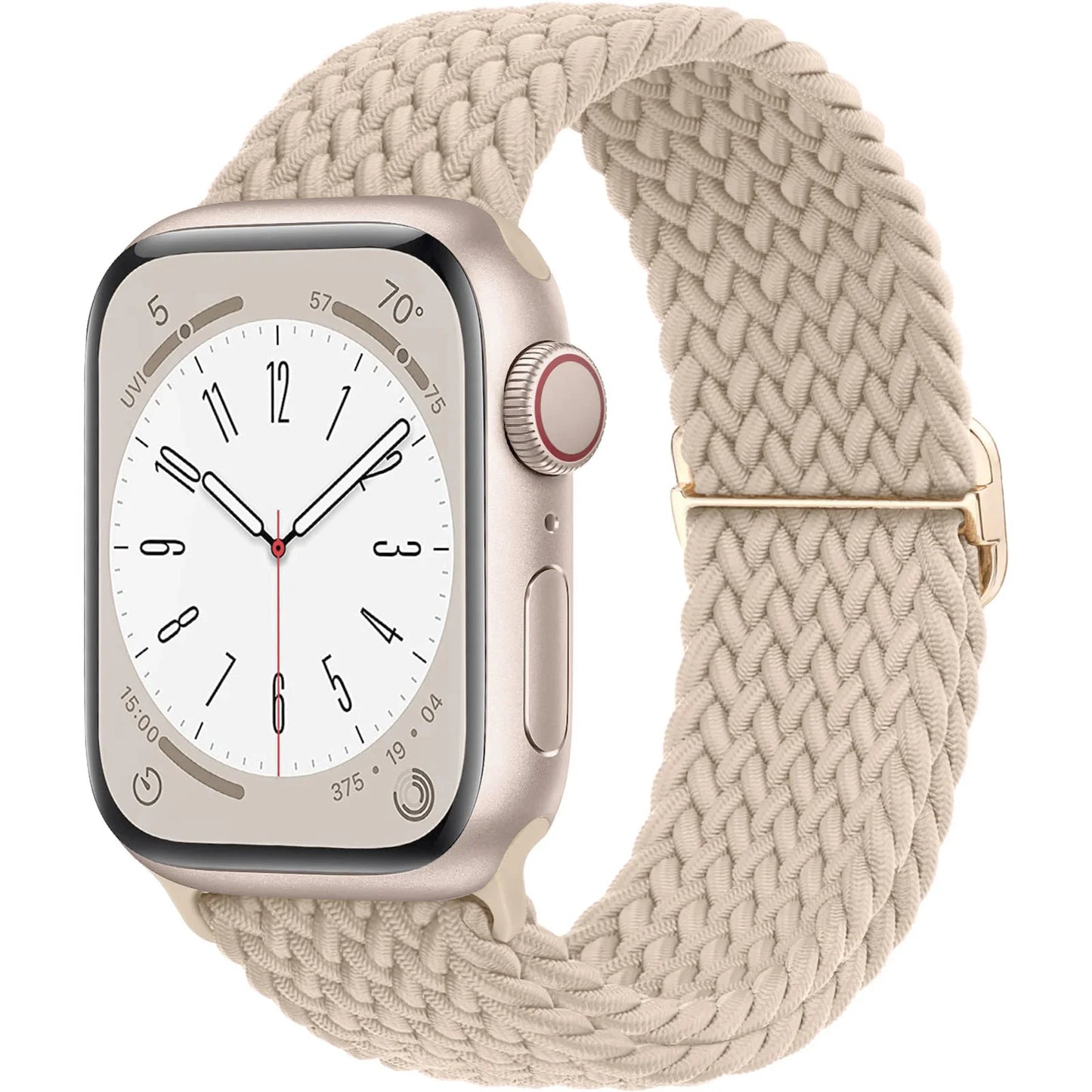 Apple Watch with a soft elastic nylon braided strap, showcasing style and comfort for daily wear.