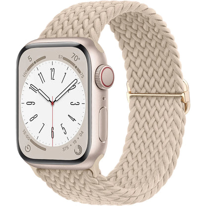 Apple Watch with a soft elastic nylon braided strap, showcasing style and comfort for daily wear.