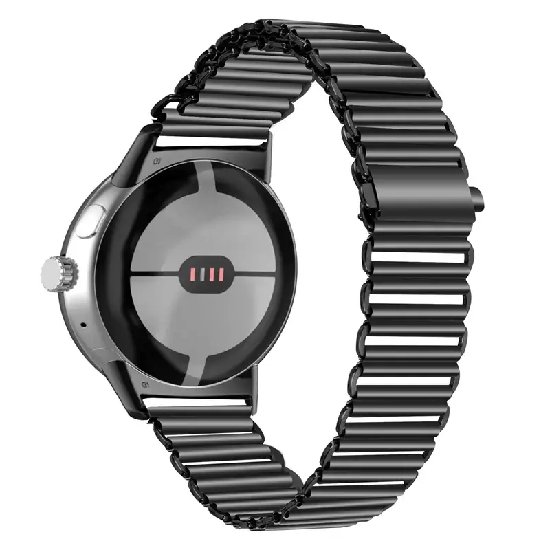 Ribbed Steel Link Google Pixel Watch Bracelet in Black