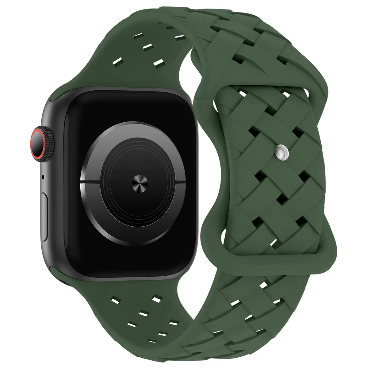 Basket Weave Silicone Apple Watch Band in Forest Green