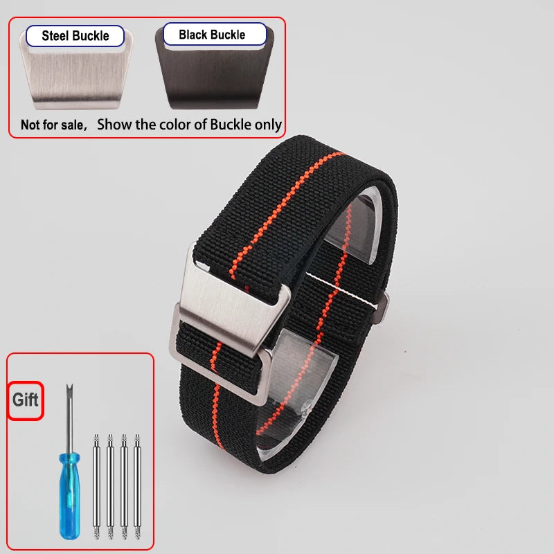 Polar Elastic Nylon Parachute Watch Band — Black / Orange