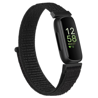 Fitbit Inspire 3 nylon strap in black, comfortable and adjustable smartwatch band for everyday wear.