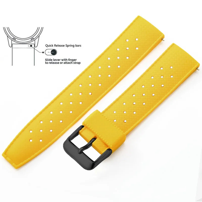 Tropic Silicone Band for Motorola Moto — Yellow / Black Buckle (Option 4)
