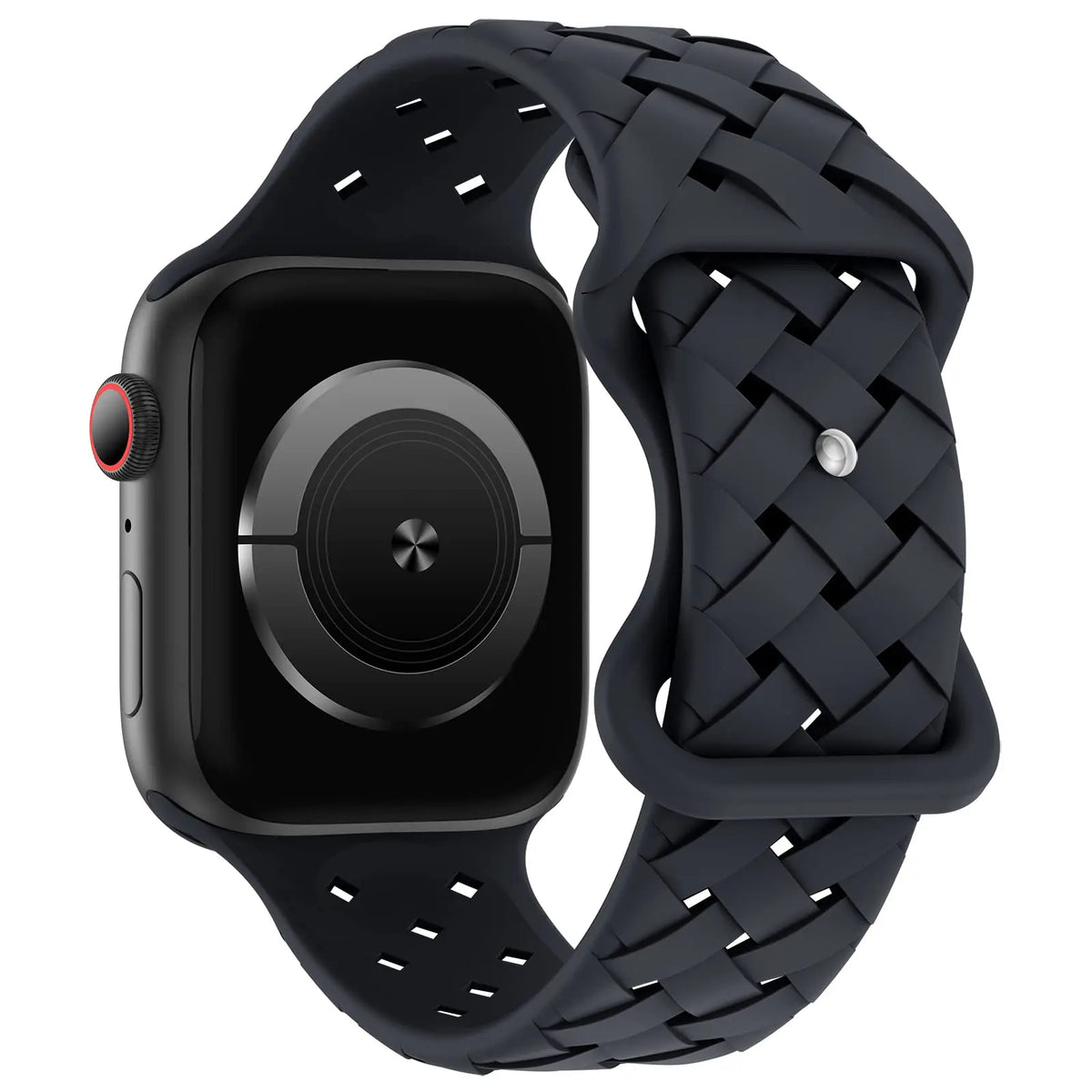 Basket Weave Silicone Apple Watch Band in Charcoal Blue