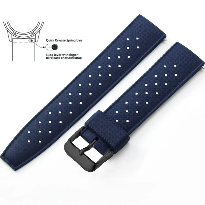Tropic Silicone Band for Motorola Moto — Navy Blue / Black Buckle (Option 4)