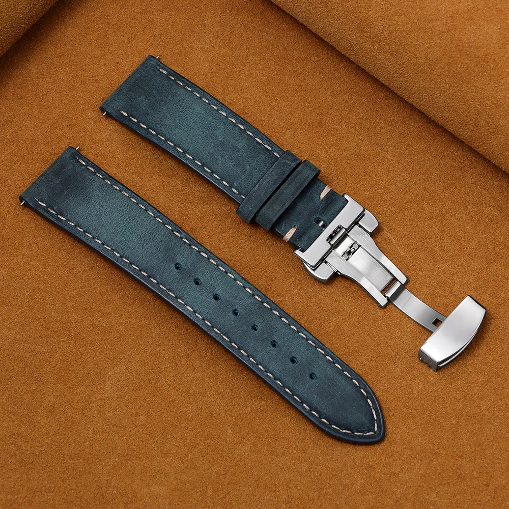 Calfskin Butterfly Clasp Band in Blue