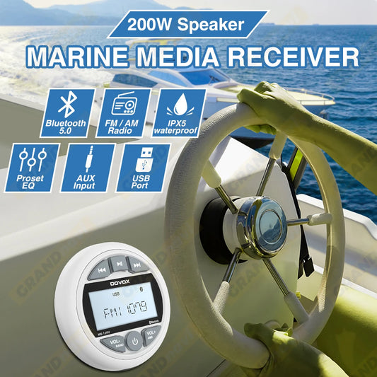 Golf Cart Bluetooth Stereo, Waterproof Marine Radio, White