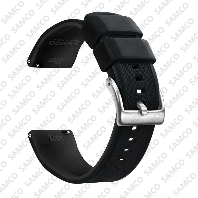 Polar Textured Silicone Band with Buckle Choices – Black / Silver Buckle