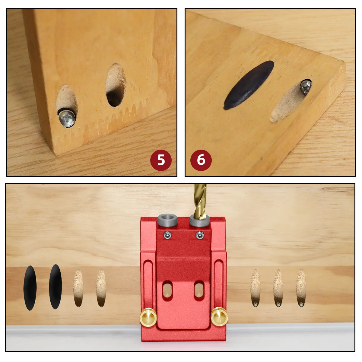 Pocket Hole Jig Kit with Built-In Clamp, Adjustable 15°