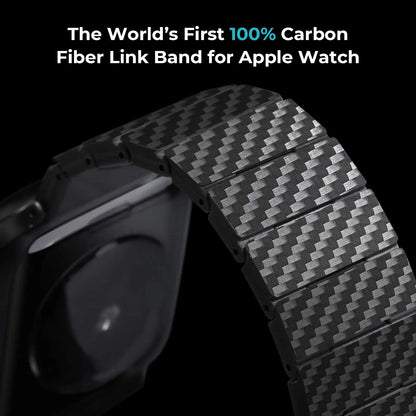 Apple Watch 100% carbon fiber link band showcasing modern design and durability.