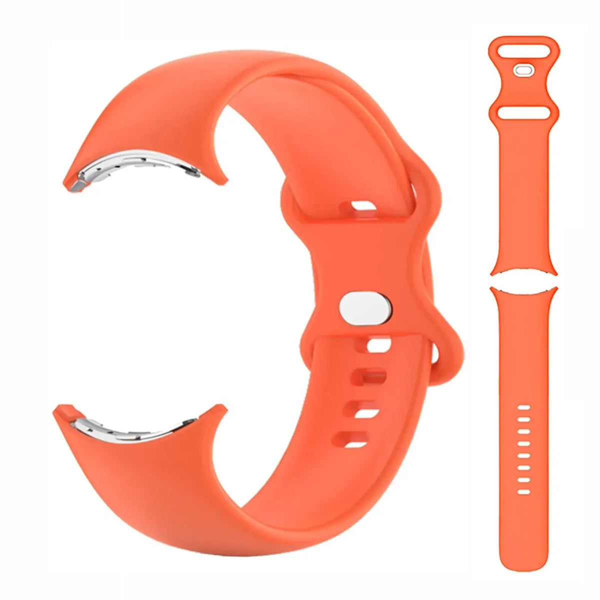 Silicone Google Pixel Watch Band - Two Strap Sizes in Orange