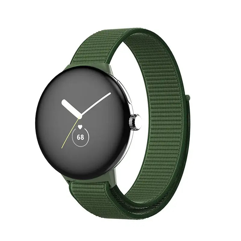 Fabric Google Pixel Watch Loop - Hook-and-Loop Strap in Forest Green