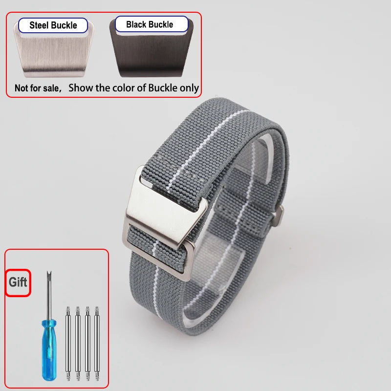 Polar Elastic Nylon Parachute Watch Band — Gray / White