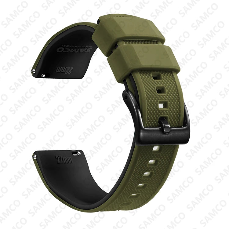 COROS Textured Silicone Watch Band with Buckle Choices - Olive / Black - Black Buckle