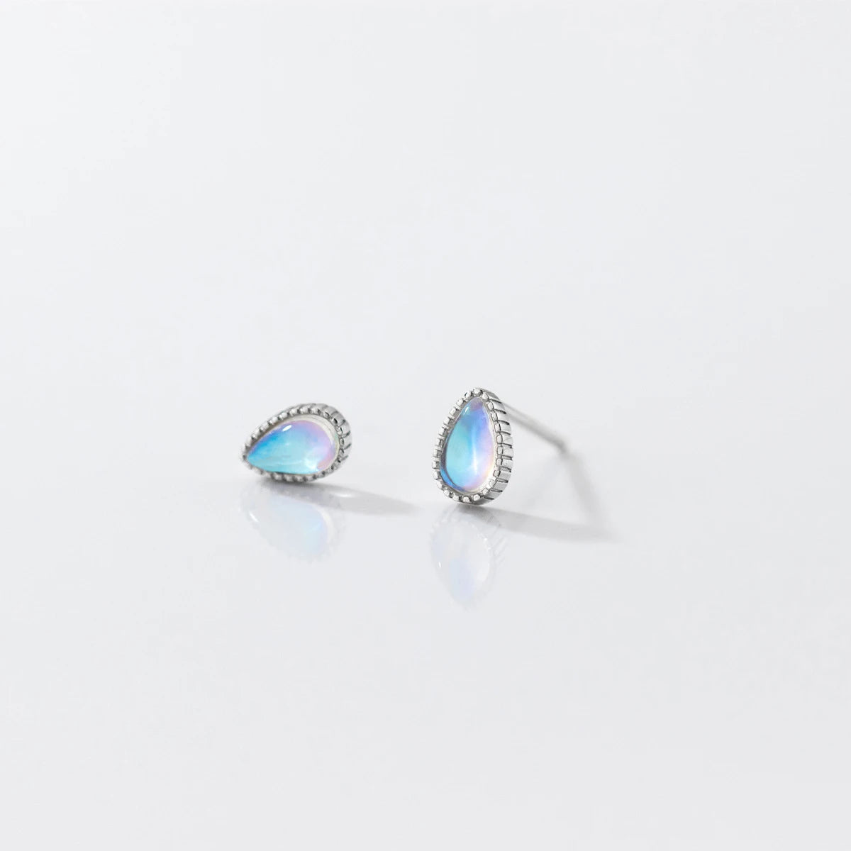 Moonstone Stud Earrings, 925 Sterling Silver, photo 2