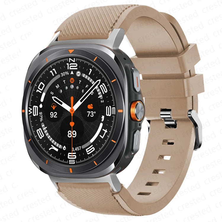 Samsung Galaxy Silicone Sport Watch Band - 20mm/Ultra+Ultra2 in brown, durable soft silicone for comfort and secure fit.