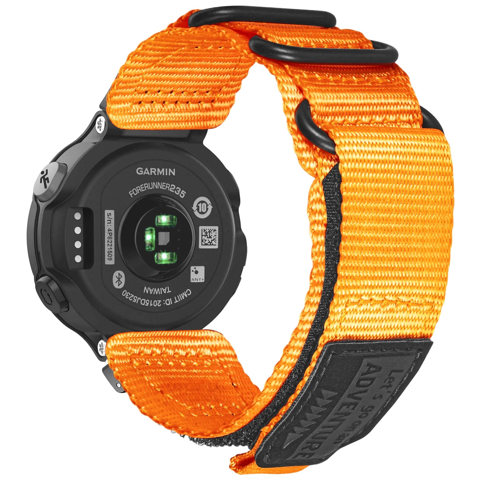 Garmin Rugged Nylon Watch Band Strap in vibrant orange for smartwatch replacement with quick-fit adjustment.