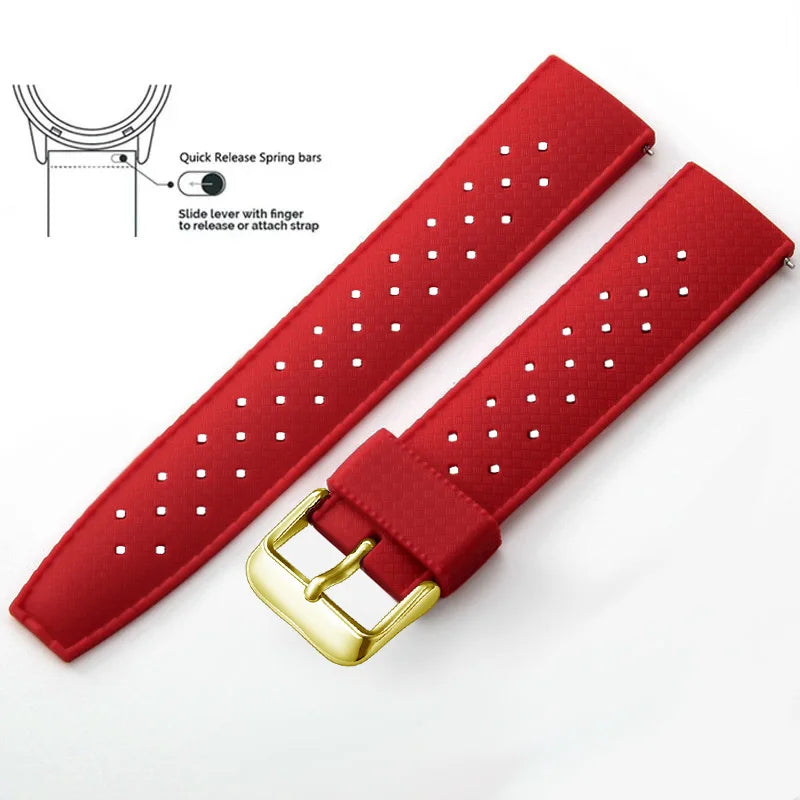 Tropic Silicone Band for Polar – Red / Gold Buckle (Option 3)