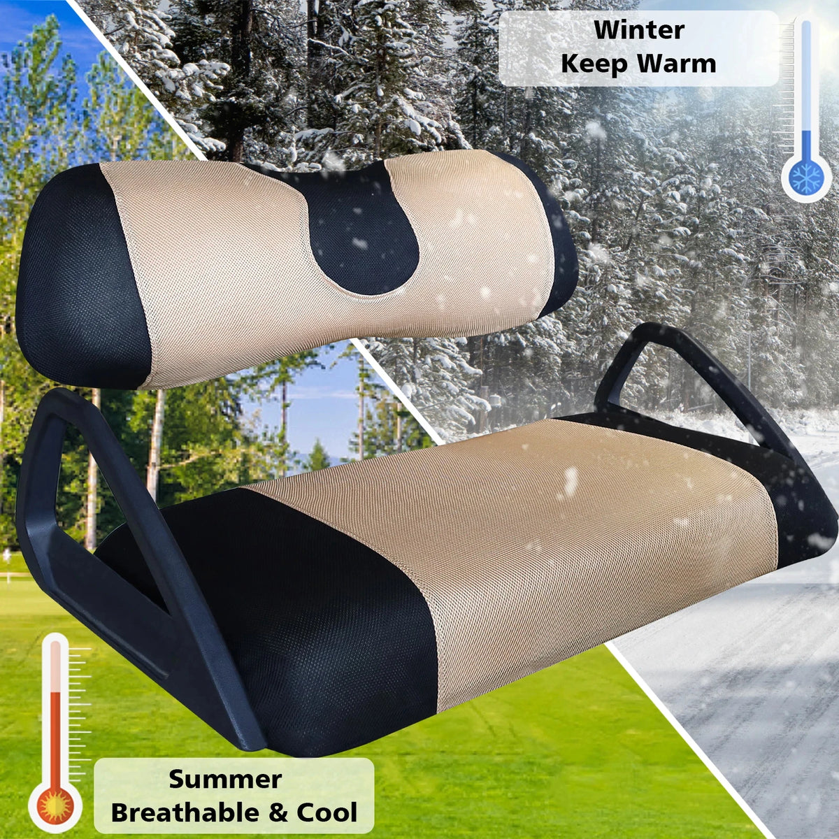 Golf Cart Seat Cover Set for Club Car, EZGO & Yamaha, Breathable Mesh