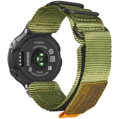 Garmin rugged nylon watch band strap, durable design for smartwatches, featuring adjustable quickfit system.