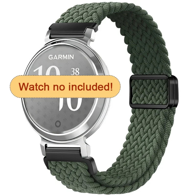 Garmin Lily 2 Braided Nylon Magnetic Band in Olive Green