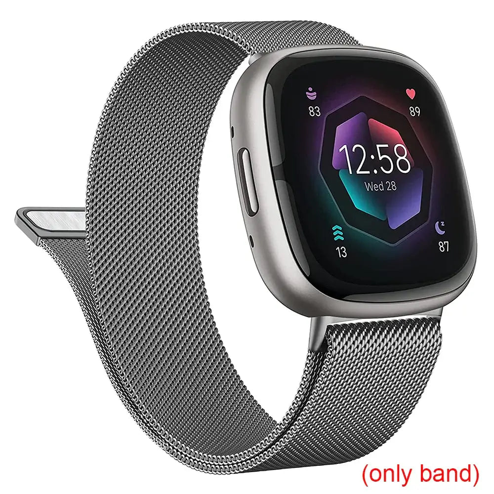 Fitbit Versa 3/4 & Sense 1/2 Magnetic Mesh Band - Gunmetal