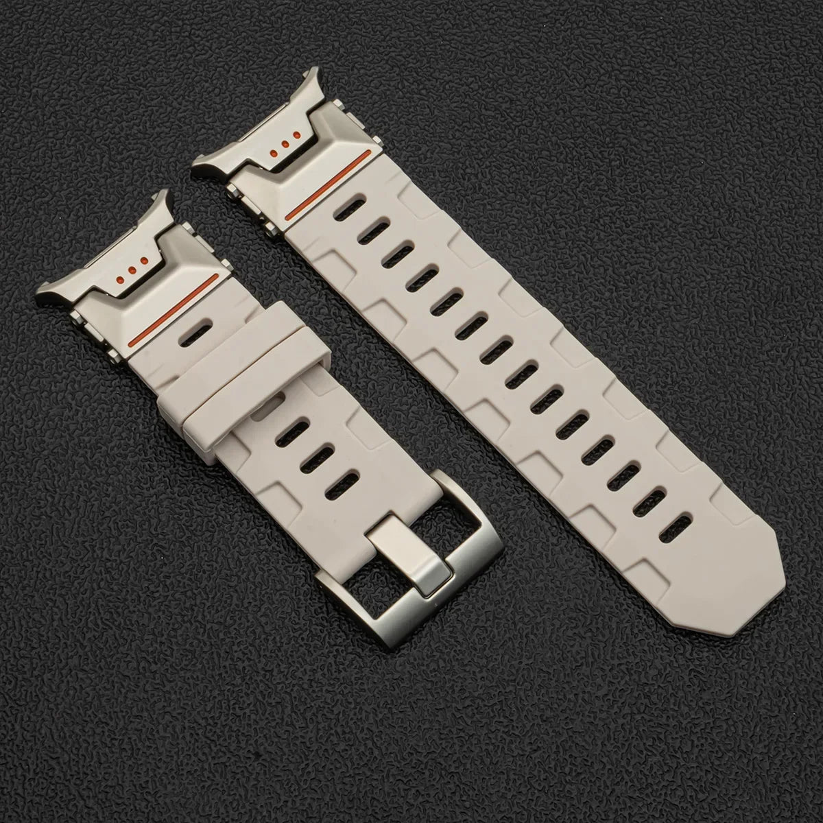 Samsung Galaxy Silicone Sport Watch Band - Ultra/Ultra2 No Gaps in starlight silver color with gap-free design.
