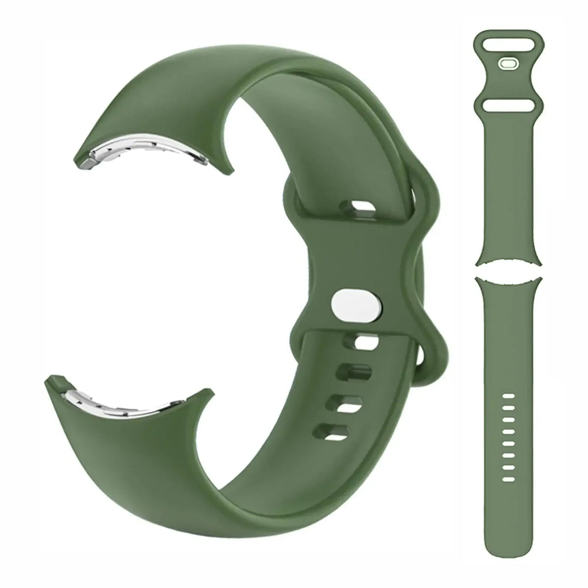 Silicone Google Pixel Watch Band - Two Strap Sizes in Olive Green