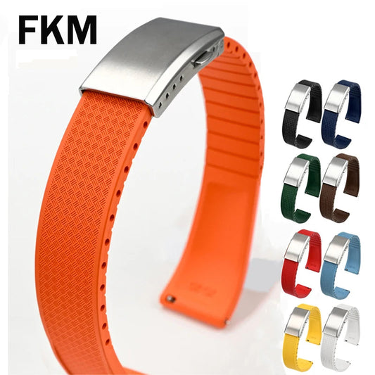 FKM Rubber Band in orange with folding clasp and color options