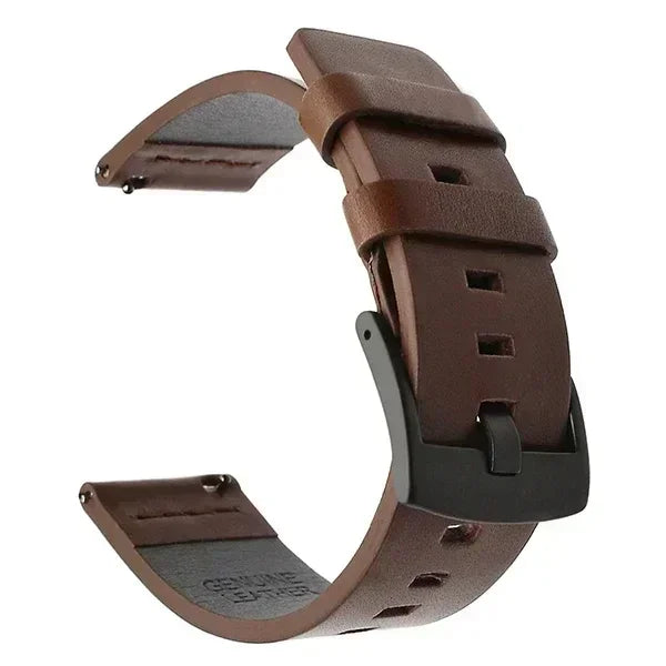 COROS Leather Watch Band with Square Adjustment Holes - Brown - Black Buckle