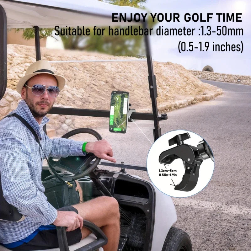 Magnetic Golf Cart Phone Mount with Bar Clamp, MagSafe Compatible