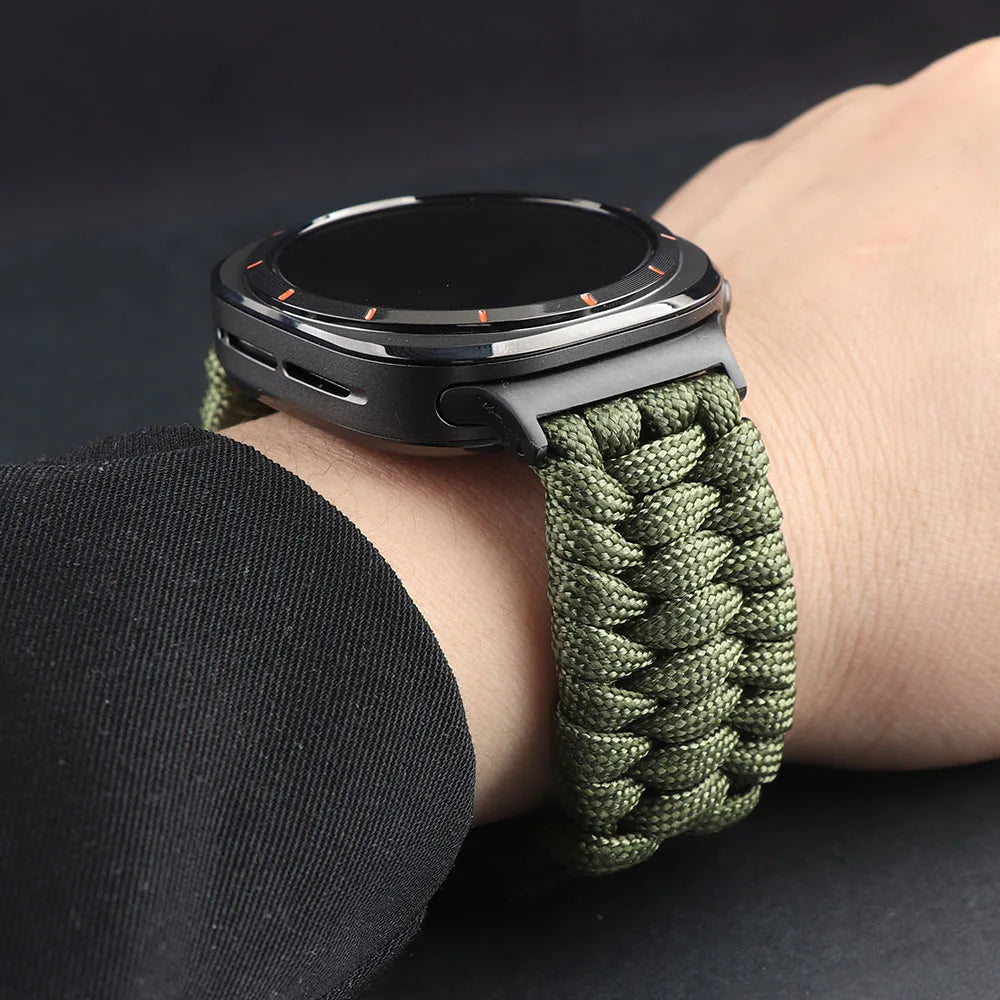 Samsung Galaxy Nylon Umbrella Rope Watch Band For Watch8/Watch8 Classic/Watch9/Ultra/Ultra2 on wrist