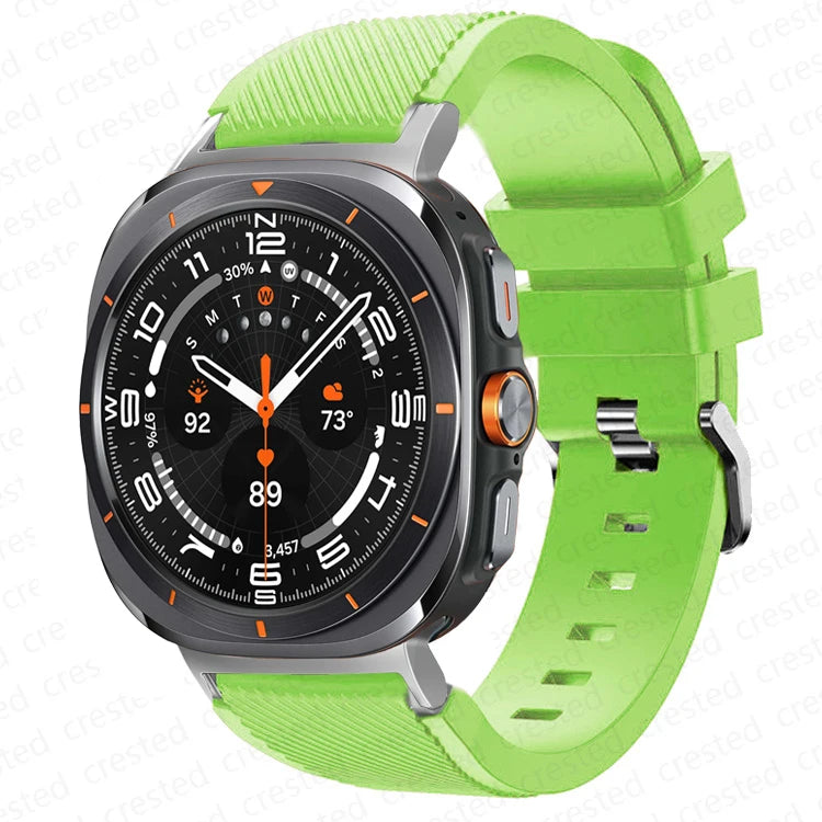 Samsung Galaxy Silicone Sport Watch Band - 20mm/Ultra+Ultra2 in green color, perfect for workouts and daily wear.