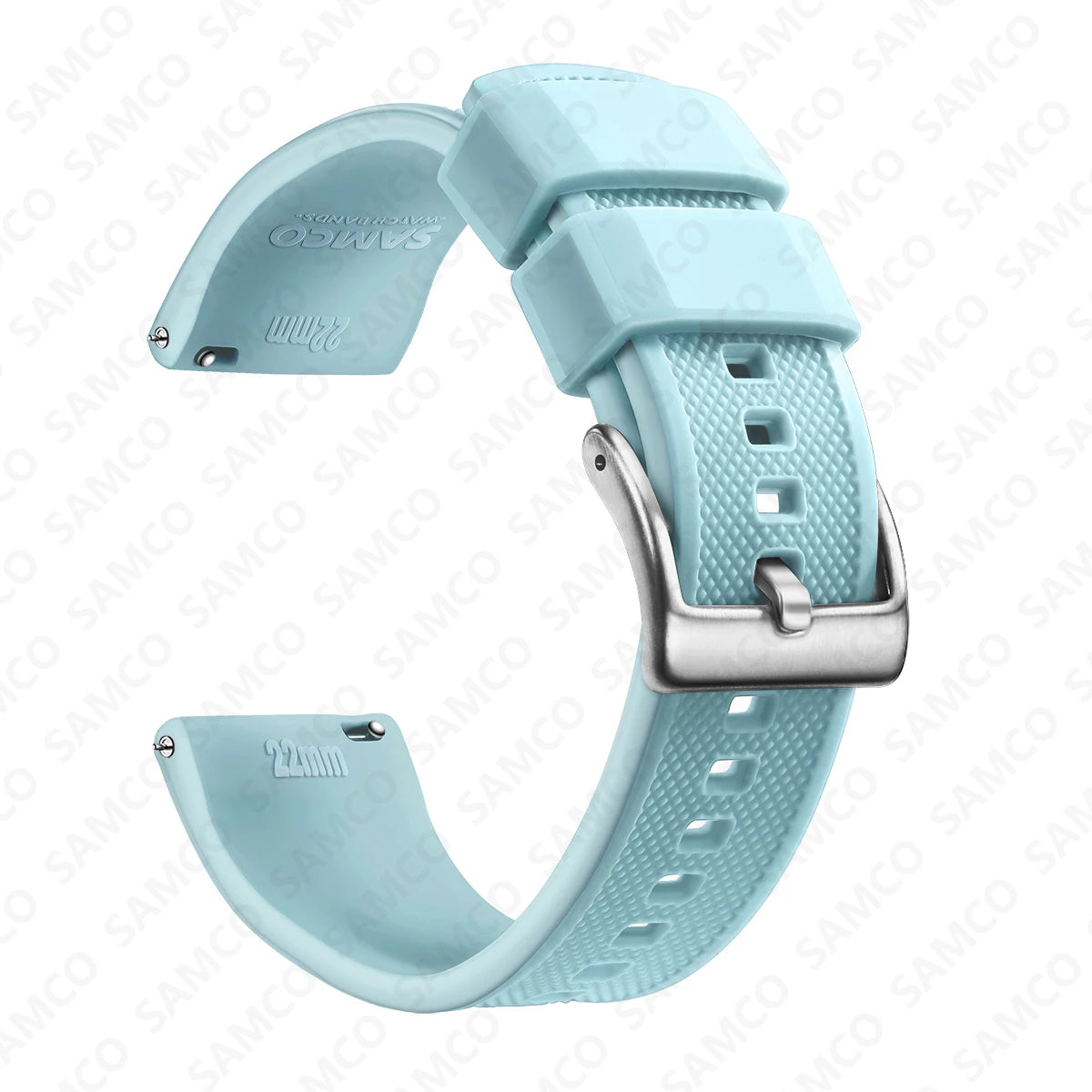Polar Textured Silicone Band with Buckle Choices – Powder Blue / Silver Buckle
