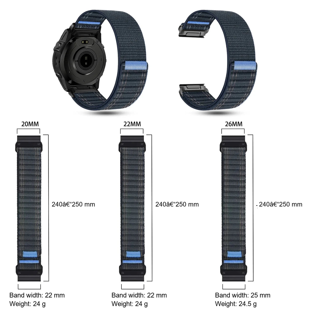 Garmin QuickFit 20/22/26mm Lightweight Nylon Loop Band — material detail