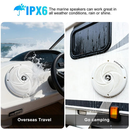 6.5 in LED Marine Speakers for Golf Carts, Low-Profile, Pair