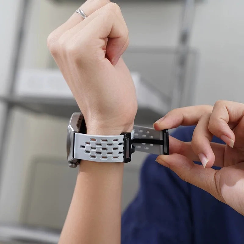 Perforated silicone clasp adjustment on wrist for COROS – BandsCo Straps