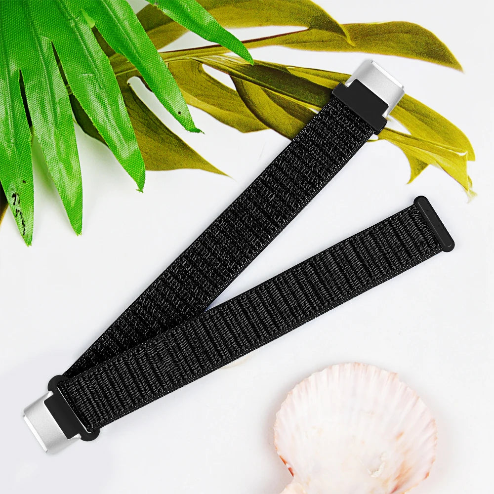 Fitbit Luxe Nylon Hook-and-Loop Sport Band - Black