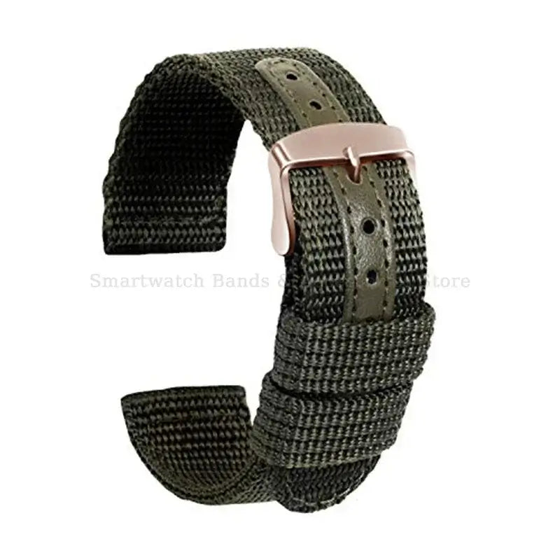 Samsung Galaxy Watch Reinforced Nylon Band in Army Green / Rose Gold Buckle