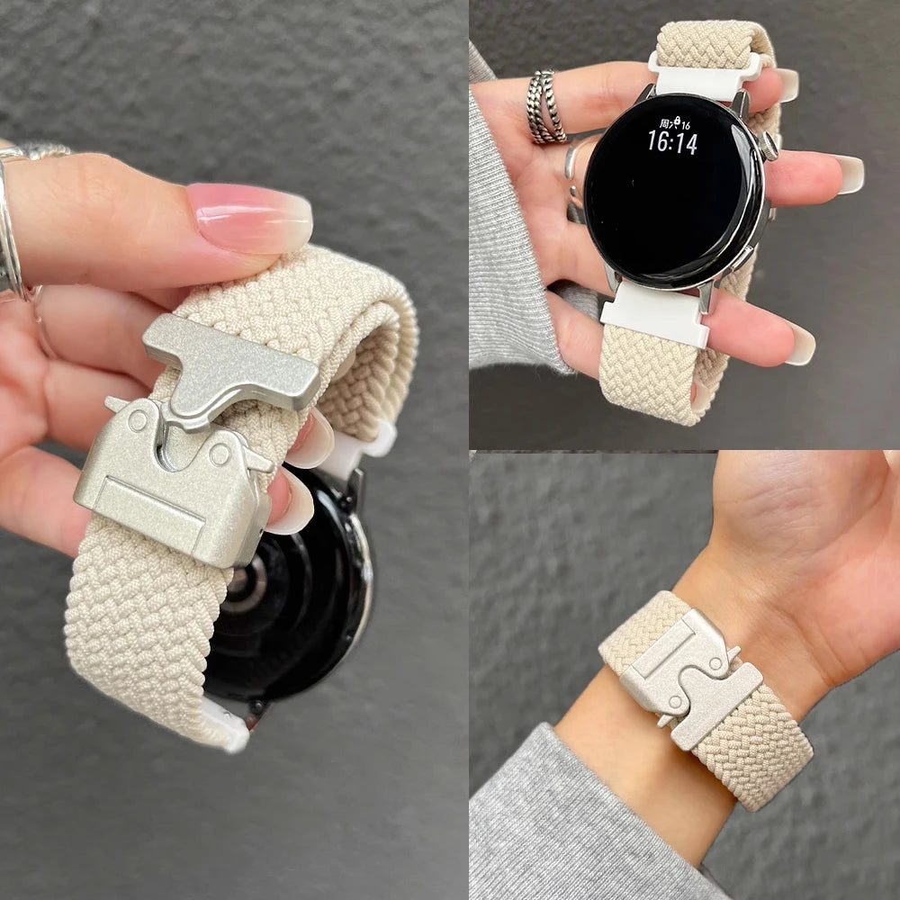 COROS Braided Nylon Watch Band with Parachute Clasp - Starlight braid and clasp detail